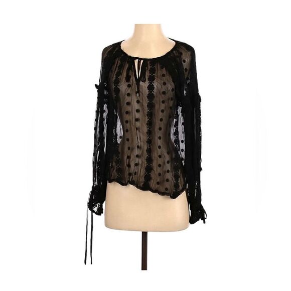 ASTR the Label Black Long Sleeve Sheer blouse - Picture 1 of 6